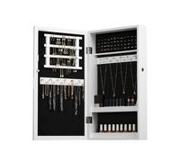 Armario Joyero de Pared Armario de Joyas con Espejo Superficie Blanca Negro