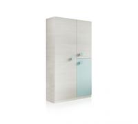 Armario juvenil de 3 puertas 90x200 cm Yuki Blanco Alpes - Verde Acqua