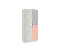 Armario juvenil kenia blanco alpes - rosa y gris 90 x 200 x 52 cm 90 cm