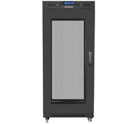 Armario Lanberg Rack 19" 15u 800x1000 Flat Pack Negro Puerta Malla Con Lcd