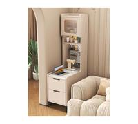 Armario lateral de sofá color champán, mesa de almacenamiento de esquina estrecha, aparador de lujo para sala de estar, elegante mesa de té, decoración moderna del hogar (30 x 80 x 185 cm)