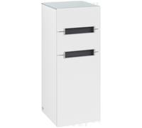 Armario lateral Subway 2.0 de Villeroy & Boch, 1 puerta bisagra izquierda, 2 cajones, Cristal Blanco, A7121SMS, Color: Blanco Mate, mango: cromo brillante