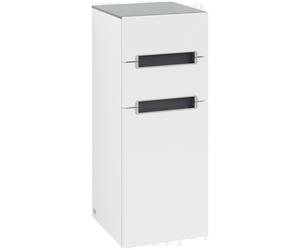 Armario lateral Subway 2.0 de Villeroy & Boch, 1 puerta bisagra izquierda, 2 cajones, Cristal Gris Plata, A7121RMS, Color: Blanco Mate, mango: cromo brillante