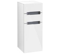 Armario lateral Subway 2.0 de Villeroy & Boch, 1 puerta tope derecha, 2 cajones, Cristal Blanco, A7131SDH, Color: Blanco brillante, mango: cromado brillante