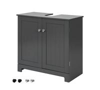 SoBuy Mueble bajo Lavabo con Pie - Armario Baño con Puertas y Balda Ajustable - Mueble Baño Lavabo Auxiliar en MDF, Gris Oscuro, 60x60x29cm, BZR18-DG