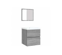 Armario lavabo - HELLOSHOP26 - Gris sonoma - Espejo incluido - Madera de ingeniería - 41x38,5x45 cm