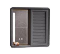 Armario LED con espejo de baño con antivaho de varios niveles, puerta corredera para montar en la pared, esquinas redondeadas, requiere precableado, ideal para colocar encima del fregadero (A 70 x 13