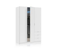 Habitdesign Armario Ropero 3 Puertas y 3 Cajones, 121x180x52 (AnchoxAltoxFondo - en Cm), Color Blanco Artik