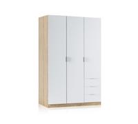Armario low cost 3 puertas 3 cajones blanco artik (blanco mate) - roble canadian 121(armario)/35(cajón) x 180(armario)/13(cajón) x 52(armario)/45(cajó