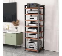 Armario Ma Sto de 7 niveles - Soporte moderno para audios o videoconents reproductor de discos, estante de nogal h Slish Entertainment Center nizer Ste Sto Solut W 54.9 cm