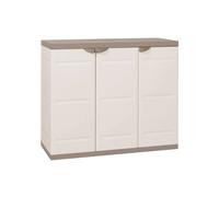 Armario Medio de Resina | Titanium Beige | 3 Puertas y Baldas Regulables | 105x44x88 cm Beige