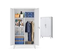 Armario metálico 80 x 40 x 165 cm con 2 puertas y 5 Compartimentos Gris Mate