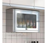 Armario Metalico Armario Pared Colgante Puerta con Apertura hacia Arriba Armario De 22 Cm De Profundidad con Aislamiento Acústico Pared De Acero Inoxidable, Garaje, Taller, Cocina(50 * 22 * 34.5cm)