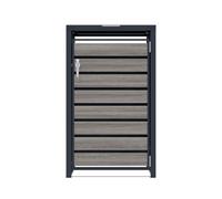 Armario Metálico para Cubo Basura 240 L Antracita Madera Gris | Acero Galvanizado, Para 1 Cubo De 240 L, Puerta Con Cerradura, Tapa Con Pistón, Cadena Y Soporte Desodorizante