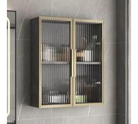 Armario minimalista de pared de madera maciza con vidrio templado, almacenamiento ligero de estilo lujoso para baño, cocina, dormitorio y sala de estar (C 50 x 60 x 14)