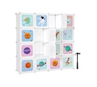 SONGMICS Armario Modular Infantil de 15 Cubos, Organizador Modular para Niños, Estantes de Cubo de Plástico, con Puertas, para Ropa, Zapatos, Juguetes, 151 x 31 x 153 cm, Blanco LPC902W