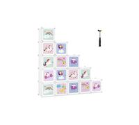 SONGMICS Armario Modular Infantil de 16 Cubos, Organizador Modular para Niños, Estantes de Cubo de Plástico, con Puertas, para Ropa, Zapatos, Juguetes, 123 x 31 x 123 cm, Blanco LPC906W01