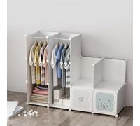 Armario Modular Portátil Para Ropa - Diseño DIY Con Estantes y Cubos de Plástico - Puertas Abatibles, Estructura Reforzada de PP, ABS y Metal - DImensiones 145x75x47 cm - Ideal Para Dormitorio y