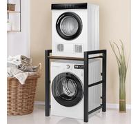 Armario Mueble para Lavadora, Altura Ajustable Metal Soporte Lavadora Secadora Carga 350kg, 75x65x105 cm para Baño Cocina Lavandería Balcón,Blanco/Negro