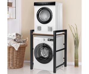 Armario Mueble para Lavadora Altura Ajustable Metal Soporte Lavadora Secadora Exterior Carga 350kg, 75x65x105 cm para Baño Cocina Lavandería Balcón,Blanco/Negro