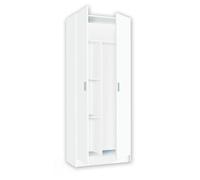 LOUNGITUDE Armario multiusos Escobero 2 puertas 3 estantes 180x73x37 cm Blanco mate