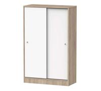 Armario multiusos bajo 2 puertas correderas roble cambrian y blanco 74x33 cm
