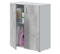 Armario Multiusos Bajo con 2 Puertas en Blanco y Cemento 80x92x37 cm