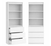 Armario multiusos con 3 cajones, 3 compartimentos, estantería, archivador, oficina, armario para el hogar, 180 x 60 x 35 cm, color blanco