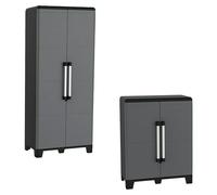 Armario multiusos de plástico Alto + bajo PRO Modular (Gris/Negro, Plástico)