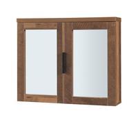 [en.casa] Armario Namsskogan con Espejo para Baño Mueble Baño Auxiliar Mural con Estante Inferior y 2 Puertas Aglomerado 50 x 60 x 15 cm - Efecto Nogal