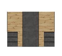 Armario nevada plus plus 269,7x200,5cm puertas correderas 6 cajones roble