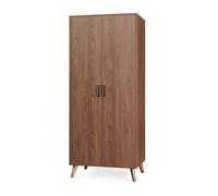 [en.casa] Armario ropero Norg 2 Puertas Estante 191x80x52 cm Efecto Nogal