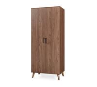 Armario norg 2 puertas 1 barra 4 compartimentos 191x80x52 cm efecto nogal [en.casa]