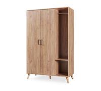 Armario norg 2 puertas 2 barras 5 compartimentos 191x120x52 cm efecto roble [en.casa]