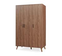 [en.casa] Armario ropero Norg 3 Puertas 4 estantes 191x120x52cm - Nogal | Armario dormitorio Clóset Guardaropa para Vestidor barra para colgar 4 compartimentos cerrados moderno gran capacidad