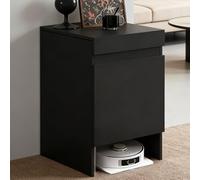 Armario Organizador for Aspiradora Robot, Estante Apilable con Puertas for Escoba Eléctrica, Mesa de Esquina for Oficina en Casa, Mueble Auxiliar Resistente for Dormitorio Cocina(Black)