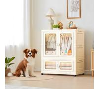 Armario Organizador Plegable de plástico Transparente con Puertas magnéticas y Ruedas - Cajones apilables con Barra para Colgar - para Dormitorio, Sala, Oficina o Garaje - Fácil de Instalar