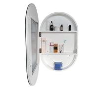 Armario ovalado con espejo - Almacenamiento de pared de baño de madera con espejo de tocador para espacio nized diseño elegante (tamaño: 80 x 50 x 14 cm)