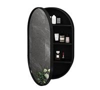 Armario ovalado con espejo de baño con almacenamiento montado en la pared, mueble de tocador iluminado para maquillaje, ahorro de espacio, muebles de baño, diseño moderno para una decoración elegante