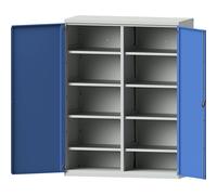 Armario para cargas pesadas JUMBO de chapa de acero eurokraft pro, 8 baldas, pared medianera