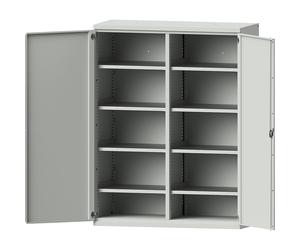 Armario para cargas pesadas JUMBO de chapa de acero eurokraft pro, 8 baldas, pared medianera