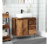 Armario para debajo del lavabo con aspecto de madera envejecida, 65 x 33 x 60 cm, material de madera, armario auxiliar para cocina, cuarto de baño, pequeño armario para medicamentos, farmacéutico