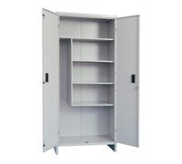 Armario Para Escobas 2 Puertas 40x60x179h En Chapa Gris Incluida Cerradura