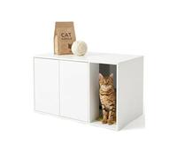 Armario para gatos (80 x 50 x 50 cm), armario para gatos XXL, casa de gatos de madera, armario oculto, armario con alfombrilla para rascar y puertas push to abiertas