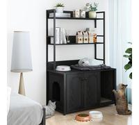 Armario para gatos con estantería, árbol rascador con armario para gatos, armario con 3 niveles y entrada, 89 x 45 x 132 cm, armario oculto para gatos con puerta, 3 en 1, moderna casa para gatos para