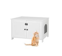 Armario para Gatos Relaxdays, Ocultar arenero, Cerradura y Divisor, Entrada Lateral, HBT 46 x 78,5 x 44,5 cm, Blanco