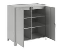 Armario para herramientas con patas Wolf, H x A x P 1000 x 1000 x 500 mm, pared separadora, 1 cajón y 2 baldas en cada lado