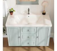 Armario para lavabo con 3 cajones, mucho espacio de almacenamiento, color verde, 78,5 x 46 x 46,8 cm