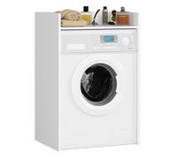 AKORD | Mueble para Lavadora de 64 cm | Apto para Lavadora y Secadora |Mueble de baño de Columna para Colocar sobre Lavadora | 64x98x50 cm | Blanco