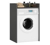 AKORD | Mueble para Lavadora de 64 cm | Apto para Lavadora y Secadora |Mueble de baño de Columna para Colocar sobre Lavadora | 64x98x50 cm | Gris Grafito